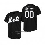 Camiseta Beisbol Nino New York Mets Custom Replica Negro
