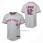 Camiseta Beisbol Nino New York Mets Francisco Lindor Segunda Limited Gris
