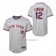 Camiseta Beisbol Nino New York Mets Francisco Lindor Segunda Limited Gris