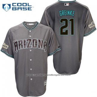 Camiseta Beisbol Hombre Arizona Diamondbacks 2017 Postemporada 21 Zack Greinke Gris Cool Base