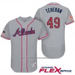 Camiseta Beisbol Hombre Atlanta Braves 2017 Estrellas y Rayas 49 Julio Teheran Gris Flex Base