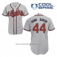 Camiseta Beisbol Hombre Atlanta Braves 44 Hank Aaron Gris Cool Base