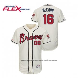 Camiseta Beisbol Hombre Atlanta Braves Brian Mccann Autentico Flex Base Crema