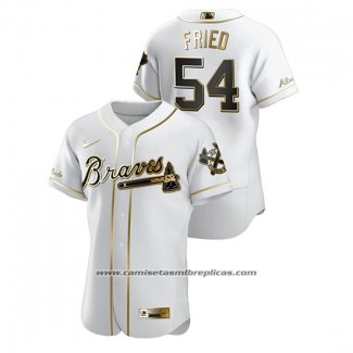 Camiseta Beisbol Hombre Atlanta Braves Max Fried Golden Edition Autentico Blanco