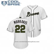 Camiseta Beisbol Hombre Atlanta Braves Nick Markakis 2018 Dia de los Caidos Cool Base Blanco