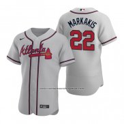 Camiseta Beisbol Hombre Atlanta Braves Nick Markakis Autentico 2020 Road Gris