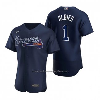 Camiseta Beisbol Hombre Atlanta Braves Ozzie Albies Autentico 2020 Alterno Azul