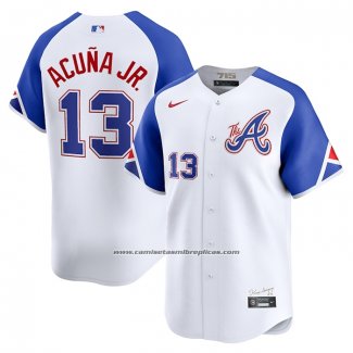 Camiseta Beisbol Hombre Atlanta Braves Ronald Acuna Jr. 2019 Postemporada Cool Base Blanco