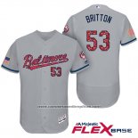 Camiseta Beisbol Hombre Baltimore Orioles 2017 Estrellas Y Rayas 53 Zach Britton Gris Flex Base