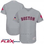 Camiseta Beisbol Hombre Boston Red Sox 2017 Estrellas y Rayas Gris Flex Base