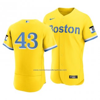 Camiseta Beisbol Hombre Boston Red Sox Garrett Richards 2021 City Connect Autentico Oro