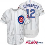 Camiseta Beisbol Hombre Chicago Cubs 2017 Postemporada 12 Kyle Schwarber Blanco Flex Base