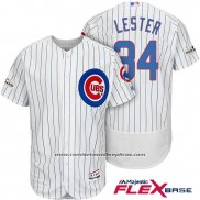 Camiseta Beisbol Hombre Chicago Cubs 2017 Postemporada 34 Jon Lester Blanco Flex Base