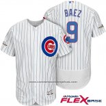Camiseta Beisbol Hombre Chicago Cubs 2017 Postemporada 9 Javier Baez Blanco Flex Base