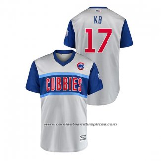 Camiseta Beisbol Hombre Chicago Cubs Kris Bryant 2019 Little League Classic Kb Replica Gris