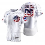 Camiseta Beisbol Hombre Chicago Cubs Personalizada 2020 Stars & Stripes 4th of July Blanco