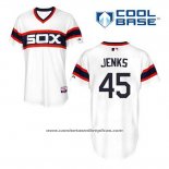 Camiseta Beisbol Hombre Chicago White Sox 45 Bobby Jenks Blanco Alterno Cool Base