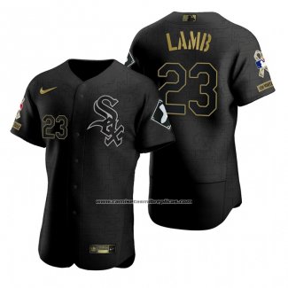 Camiseta Beisbol Hombre Chicago White Sox Jake Lamb Negro 2021 Salute To Service