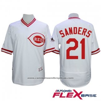 Camiseta Beisbol Hombre Cincinnati Reds 21 Deion Sanders Autentico Collection Flex Base Blanco