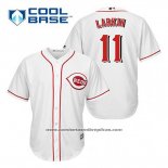 Camiseta Beisbol Hombre Cincinnati Reds Barry Larkin 11 Blanco Primera Cool Base