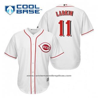 Camiseta Beisbol Hombre Cincinnati Reds Barry Larkin 11 Blanco Primera Cool Base