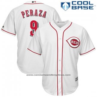 Camiseta Beisbol Hombre Cincinnati Reds Jose Peraza 9 Blanco Cool Base