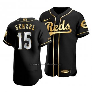 Camiseta Beisbol Hombre Cincinnati Reds Nick Senzel Golden Edition Autentico Negro