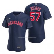 Camiseta Beisbol Hombre Cleveland Guardians Shane Bieber Autentico Alterno Azul