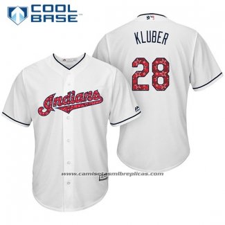 Camiseta Beisbol Hombre Cleveland Indians 2017 Estrellas y Rayas 28 Corey Kluber Blanco Cool Base