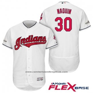 Camiseta Beisbol Hombre Cleveland Indians 2017 Postemporada Tyler Naquin Blanco Flex Base