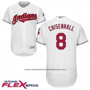 Camiseta Beisbol Hombre Cleveland Indians 8 Lonnie Chisenhall Blanco Flex Base