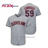 Camiseta Beisbol Hombre Cleveland Indians Carlos Carrasco 2019 All Star Patch Flex Base Gris