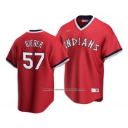 Camiseta Beisbol Hombre Cleveland Indians Shane Bieber Cooperstown Collection Road Rojo