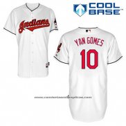 Camiseta Beisbol Hombre Cleveland Indians Yan Gomes 10 Blanco Primera Cool Base