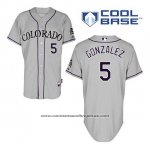 Camiseta Beisbol Hombre Colorado Rockies Carlos Gonzalez 5 Gris Cool Base Camiseta Beisbol Hombre Colorado Rockies Carlos Gonzalez 5 Gris Cool Base