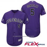 Camiseta Beisbol Hombre Colorado Rockies Carlos Gonzalez 5 Violeta Autentico Collection Flex Base