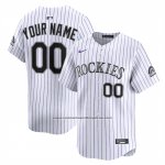 Camiseta Beisbol Hombre Colorado Rockies Home Limited Personalizada Blanco