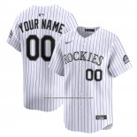 Camiseta Beisbol Hombre Colorado Rockies Home Limited Personalizada Blanco