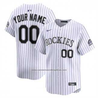 Camiseta Beisbol Hombre Colorado Rockies Home Limited Personalizada Blanco