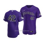 Camiseta Beisbol Hombre Colorado Rockies Jackie Robinson Day Autentico Violeta Camiseta Beisbol Hombre Colorado Rockies Jackie Robinson Day Autentico Violeta