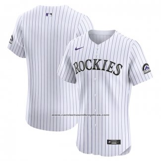 Camiseta Beisbol Hombre Colorado Rockies Primera Elite Blanco