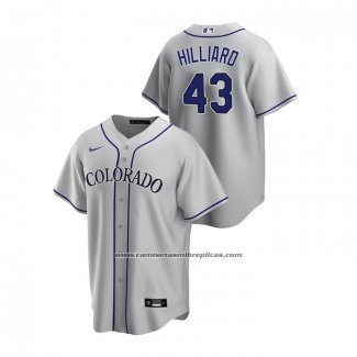 Camiseta Beisbol Hombre Colorado Rockies Sam Hilliard Replica Road Gris