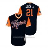 Camiseta Beisbol Hombre Detroit Tigers Jacoby Jones 2018 LLWS Players Weekend Juicy J Azul