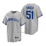 Camiseta Beisbol Hombre Kansas City Royals Brady Singer Replica Road Gris