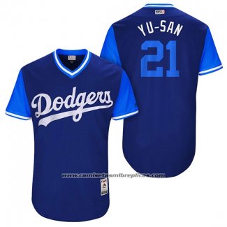 Camiseta Beisbol Hombre Los Angeles Dodgers 2017 Little League World Series Yu Darvish Azul