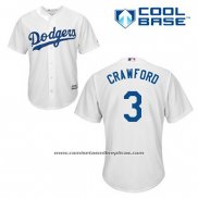 Camiseta Beisbol Hombre Los Angeles Dodgers Carl Crawford 3 Blanco Primera Cool Base