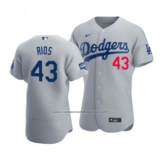 Camiseta Beisbol Hombre Los Angeles Dodgers Edwin Rios 2020 Autentico Alterno Gris