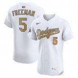 Camiseta Beisbol Hombre Los Angeles Dodgers Freddie Freeman 2025 Gold Collection Elite Blanco