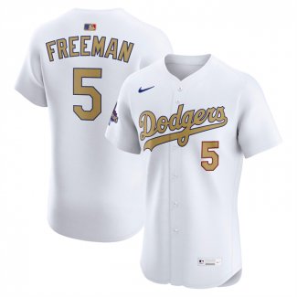 Camiseta Beisbol Hombre Los Angeles Dodgers Freddie Freeman 2025 Gold Collection Elite Blanco