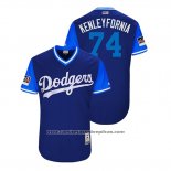 Camiseta Beisbol Hombre Los Angeles Dodgers Kenley Jansen 2018 LLWS Players Weekend Kenleyfornia Azul